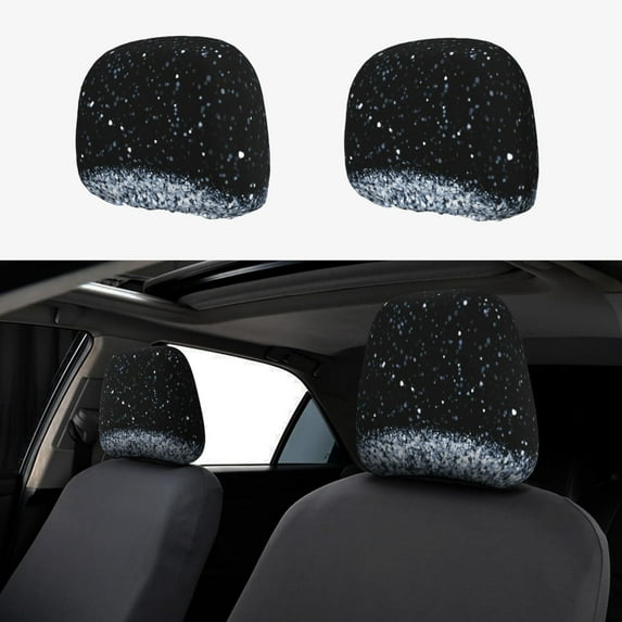 Headrest Covers for Cars Accessories Interior for Women Men 2Pcs - Abstract Glitter Sparkle Black Head Rest Cover for Car Decorations, Car Headrest Cover for Car Decor Interior