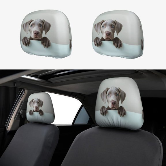 Headrest Covers for Cars Accessories Interior for Women Men 2Pcs - Adorable Puppy Portrait Head Rest Cover for Car Decorations, Car Headrest Cover for Car Decor Interior
