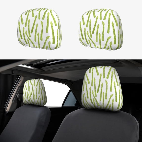 Headrest Covers for Cars Accessories Interior for Women Men 2Pcs - Asparagus Pattern cute Head Rest Cover for Car Decorations, Car Headrest Cover for Car Decor Interior