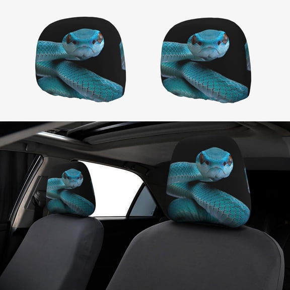 Headrest Covers for Cars Accessories Interior for Women Men 2Pcs - Blue Viper Snake1 Head Rest Cover for Car Decorations, Car Headrest Cover for Car Decor Interior