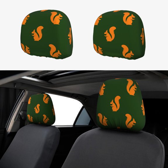 Headrest Covers for Cars Accessories Interior for Women Men 2Pcs - Bold Squirrel Silhouettes Head Rest Cover for Car Decorations, Car Headrest Cover for Car Decor Interior
