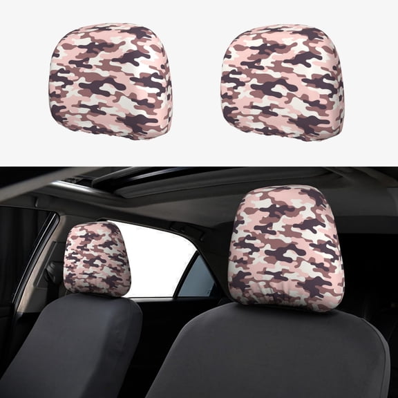 Headrest Covers for Cars Accessories Interior for Women Men 2Pcs - Camouflage Pink Head Rest Cover for Car Decorations, Car Headrest Cover for Car Decor Interior