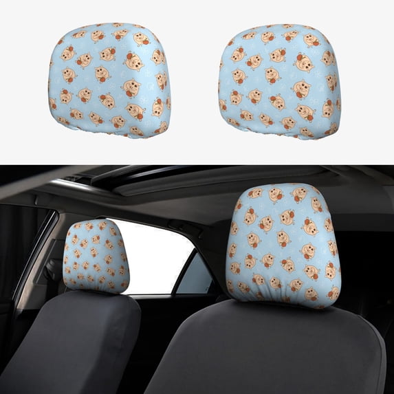 Headrest Covers for Cars Accessories Interior for Women Men 2Pcs - Cartoon Cute Hamster Strawberry Head Rest Cover for Car Decorations, Car Headrest Cover for Car Decor Interior