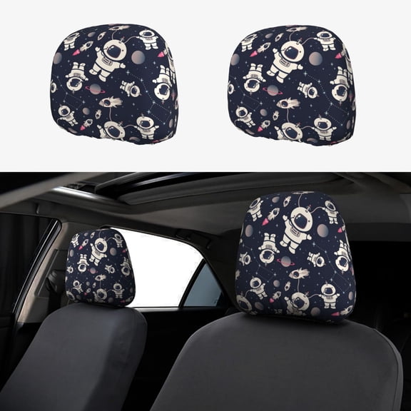 Headrest Covers for Cars Accessories Interior for Women Men 2Pcs - Cartoon Spaceship Head Rest Cover for Car Decorations, Car Headrest Cover for Car Decor Interior