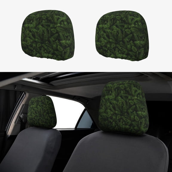 Headrest Covers for Cars Accessories Interior for Women Men 2Pcs - Christmas Tree Branches Head Rest Cover for Car Decorations, Car Headrest Cover for Car Decor Interior