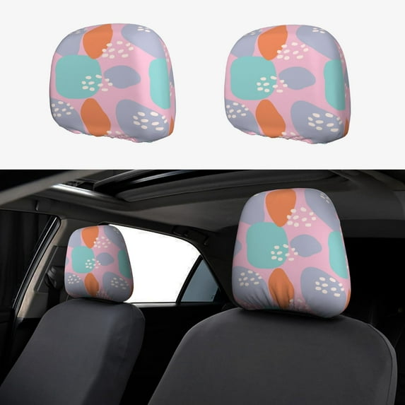 Headrest Covers for Cars Accessories Interior for Women Men 2Pcs - Colorful abstractly pattern Head Rest Cover for Car Decorations, Car Headrest Cover for Car Decor Interior