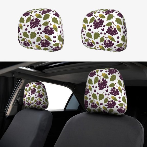 Headrest Covers for Cars Accessories Interior for Women Men 2Pcs - Cute Grape Light Green Leaves Head Rest Cover for Car Decorations, Car Headrest Cover for Car Decor Interior