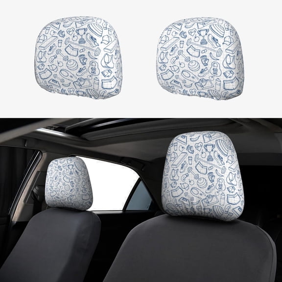 Headrest Covers for Cars Accessories Interior for Women Men 2Pcs - Fitness guru Head Rest Cover for Car Decorations, Car Headrest Cover for Car Decor Interior