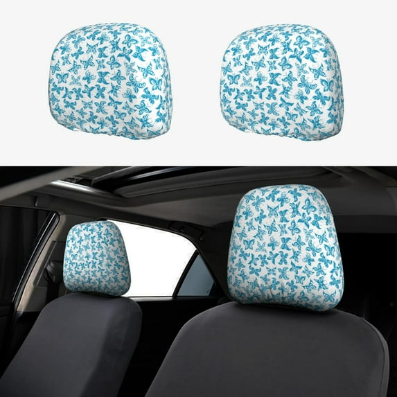 Headrest Covers for Cars Accessories Interior for Women Men 2Pcs - Hand drawn butterflies_A Head Rest Cover for Car Decorations, Car Headrest Cover for Car Decor Interior