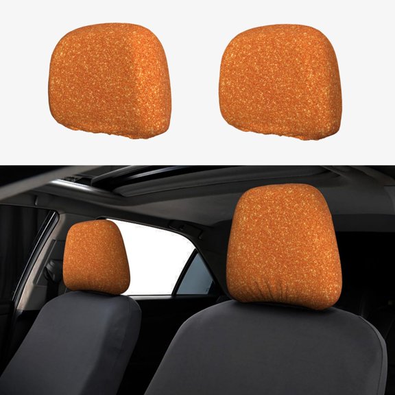 Headrest Covers for Cars Accessories Interior for Women Men 2Pcs - Orange Glitter Head Rest Cover for Car Decorations, Car Headrest Cover for Car Decor Interior