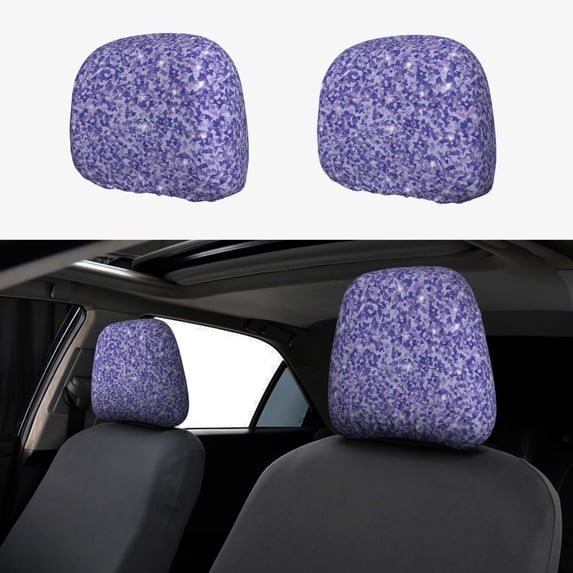 Headrest Covers for Cars Accessories Interior for Women Men 2Pcs - Purple Glitter Pattern Head Rest Cover for Car Decorations, Car Headrest Cover for Car Decor Interior