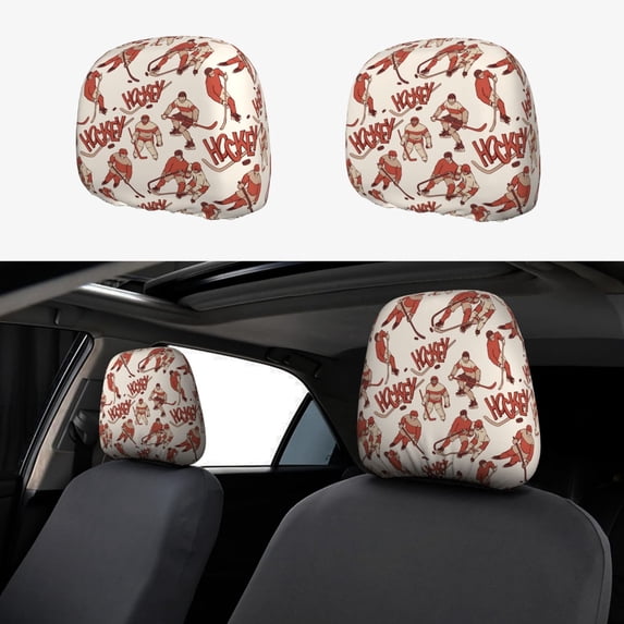 Headrest Covers for Cars Accessories Interior for Women Men 2Pcs - Retro hockey player stick cool Head Rest Cover for Car Decorations, Car Headrest Cover for Car Decor Interior