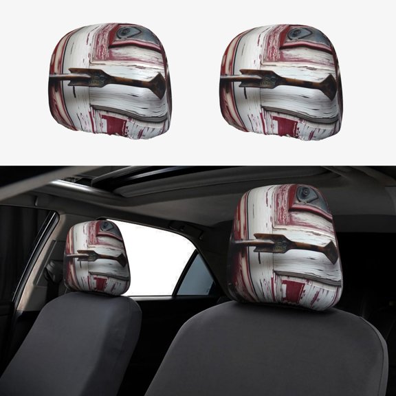 Headrest Covers for Cars Accessories Interior for Women Men 2Pcs - Rustic Door Handle Closeup Head Rest Cover for Car Decorations, Car Headrest Cover for Car Decor Interior