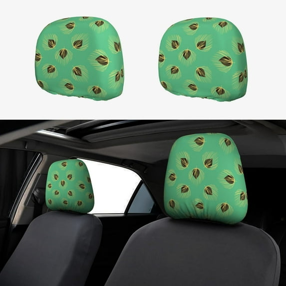 Headrest Covers for Cars Accessories Interior for Women Men 2Pcs - Tropical Green leaves Head Rest Cover for Car Decorations, Car Headrest Cover for Car Decor Interior