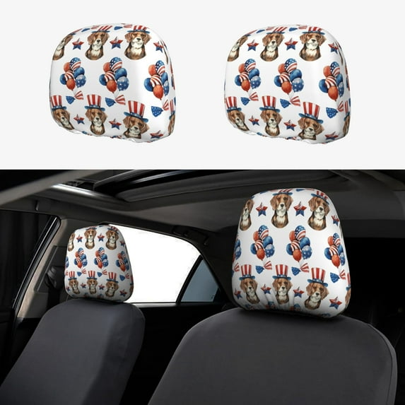 Headrest Covers for Cars Accessories Interior for Women Men 2Pcs - USA Flag balloon dog Head Rest Cover for Car Decorations, Car Headrest Cover for Car Decor Interior