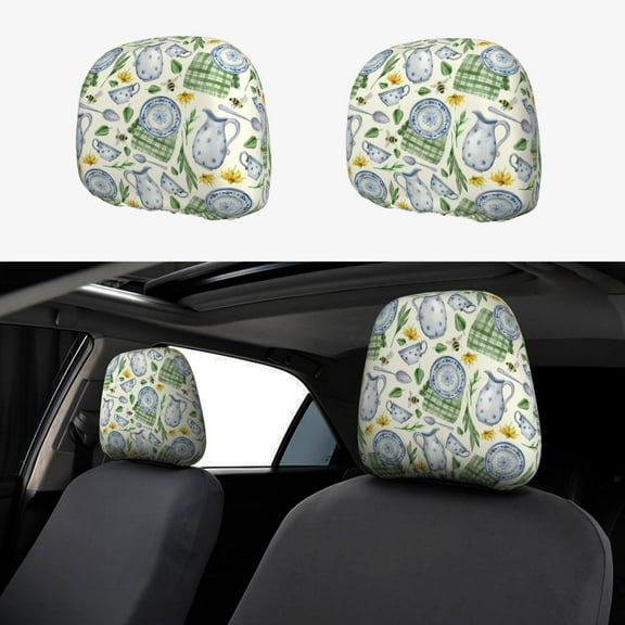 Headrest Covers for Cars Accessories Interior for Women Men 2Pcs - Vintage Utensils Head Rest Cover for Car Decorations, Car Headrest Cover for Car Decor Interior
