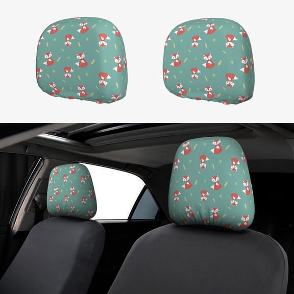 Headrest Covers for Cars Accessories Interior for Women Men 2Pcs - Wheaten Fox Print Head Rest Cover for Car Decorations, Car Headrest Cover for Car Decor Interior