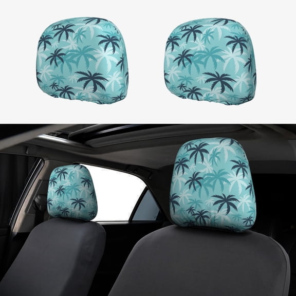 Headrest Covers for Cars Accessories Interior for Women Men 2Pcs - retro Palm Tree Head Rest Cover for Car Decorations, Car Headrest Cover for Car Decor Interior
