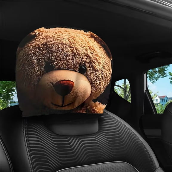 Headrest Covers for Cars,Head Rest Cover for Car,Car Headrest Cover,Soft Breathable Head Rest Cover Protector Teddy Bear Headrest Covers for Cars Seat Headrest Cover for Trucks Universal(C)