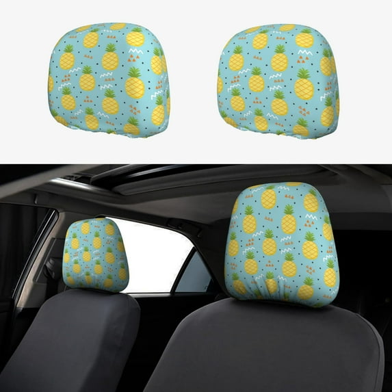 Headrest Covers for Cars 2 Pack, Cute Pineapple Triangle Car Headrest Cover Car Decor, Car Accessories Interior Aesthetic for Women and Men