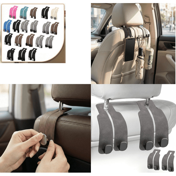 Headrest Hooks For Car Stylish Suede Leather Hooks For Bags And Purses,G Car Seat Back Storage Hooks