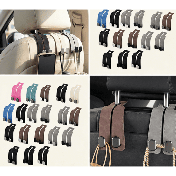 Headrest Hooks For Car Stylish Suede Leather Hooks For Bags And Purses,I Car Seat Back Storage Hooks