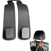 Headrest Hooks for Car,2026 New Two Hook Fur Leather Seat Back Headrest Hanger,Auto Hooks Organizer for Handbag Purse Coat Bags 2, Black