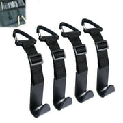 Headrest Hooks for Car Adjustable 4 Pack Vehicle Seat Back Organizer Storage Hanger Holder for Purse Bags Universal Fit with Clip Black