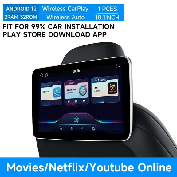 Headrest Monitor Display IPS Android 12 2+32G Tablet Touch Screen For Car Rear Seat Player Online Video Play Store WIFI BT FM