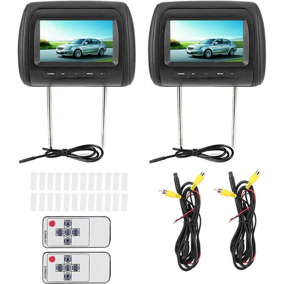 Headrest Monitor for Car-Headrest DVD Player Display-1pcs 7 in Control Adjustable LCD Video USB MP5 Portable/Remote Display Black