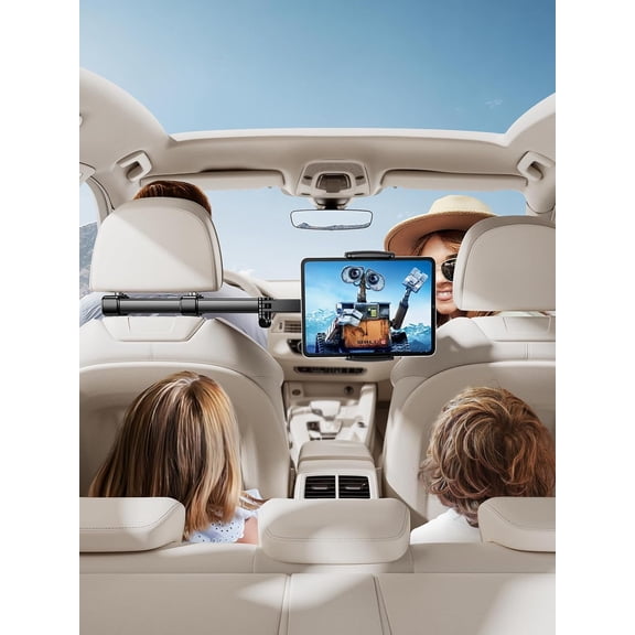 Headrest Tablet Holder for Car Accessories : [18.11-inch Long Arm] 3-in-1 Backseat Tablet Holder for Kids Road Trip Compatible with iPad Switch Smartphones & Tablets or Other 4.7-13" Devices