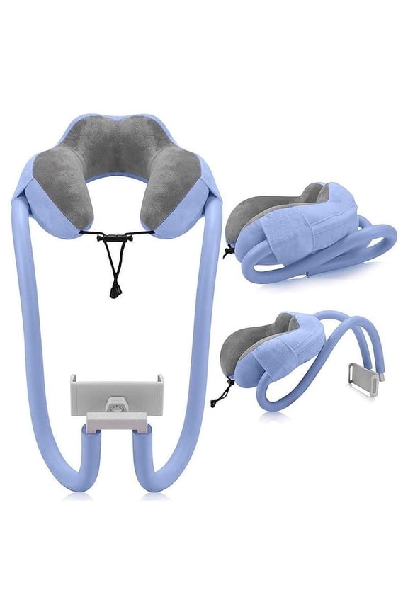 Headrest Tablet Mount 2In1 Memory Foam U Shaped Travel Sleep Neck Support Back Cushion for Car