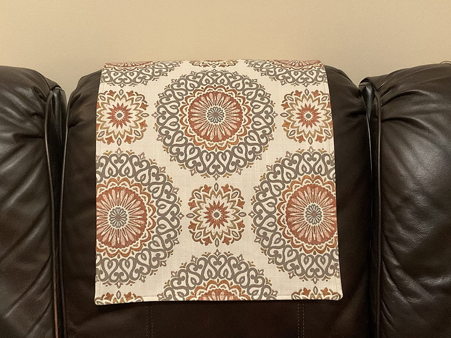 Headrest cover for furniture slipcovers furniture protectors headrest cover recliners Home sofas loveseats theater chairs office chairs recliners RV's Housewarming gifts . RUST Medallion