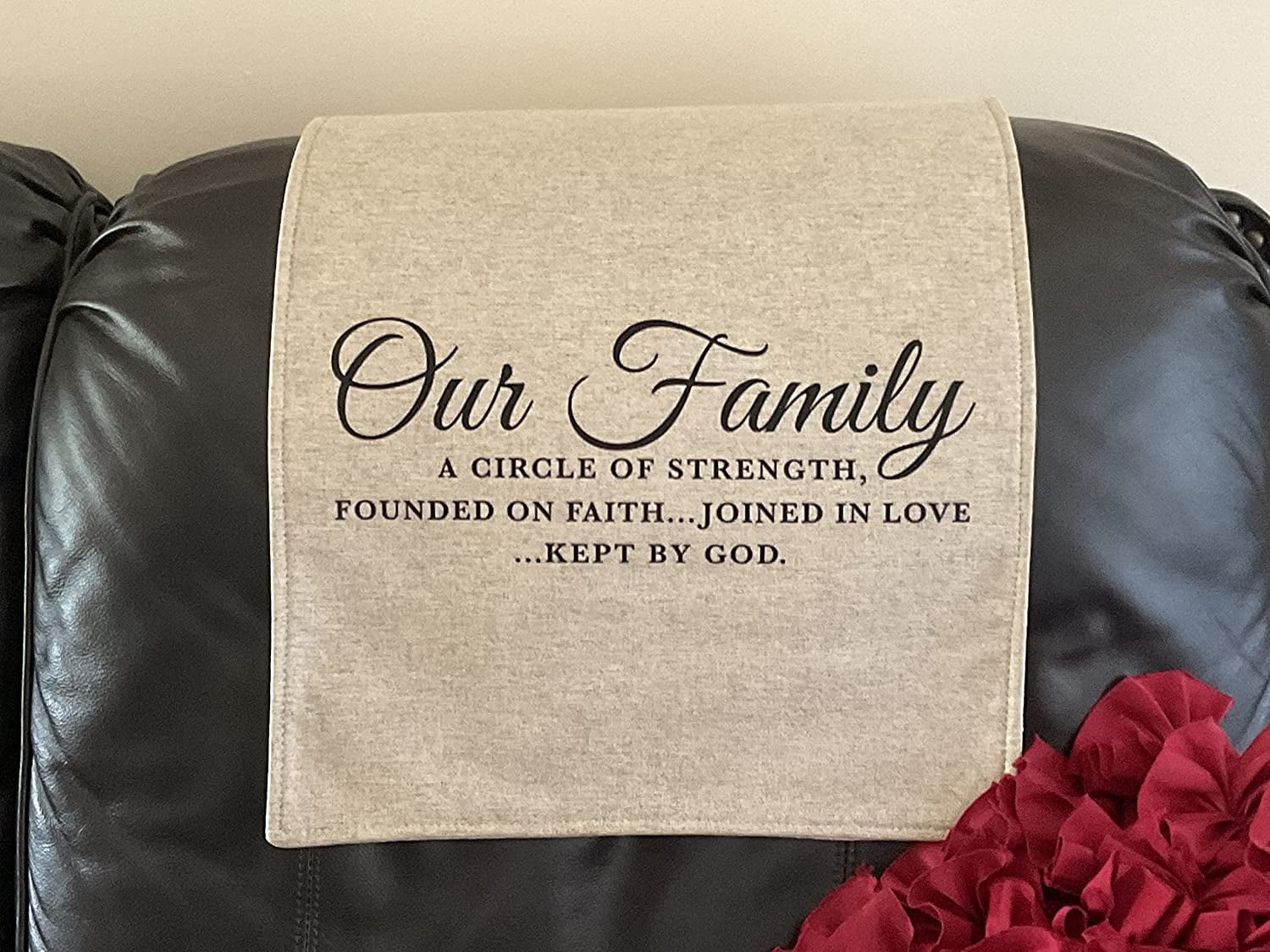 Headrest covers for furniture slipcovers furniture protectors headrest for recliners sofa cover theater chairs office chairs chair pads Perfect for gifts , Inspirational words "Our Family"