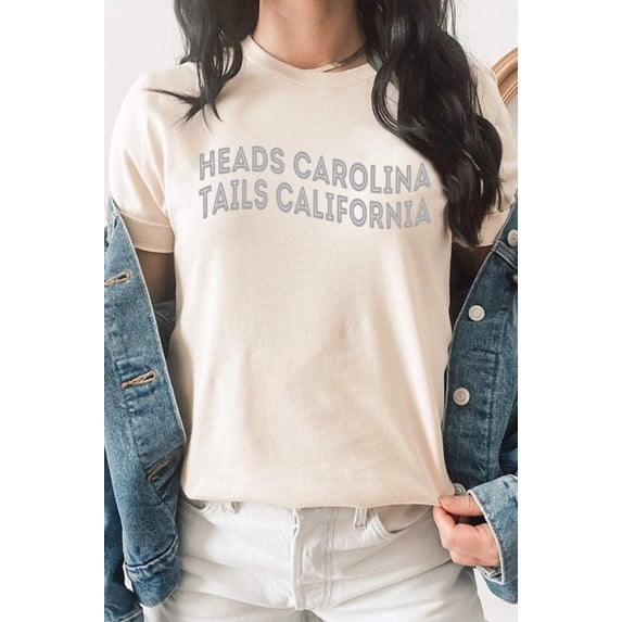 Heads Carolina Tails California Trip Graphic Tee T-Shirt