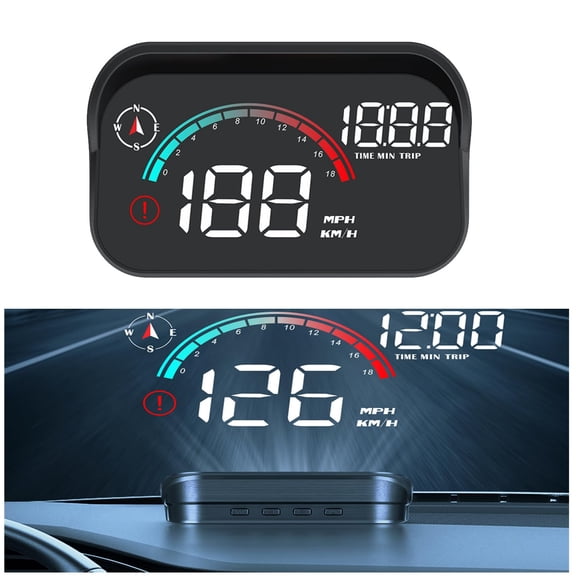 Heads Up Display for Car, Windshield Screen Projector GPS Speedometer, with Overspeed Alarm, Km/h MPH, Brightness Adjustment , USB Cable Plug & Play for All 5V Vehicles