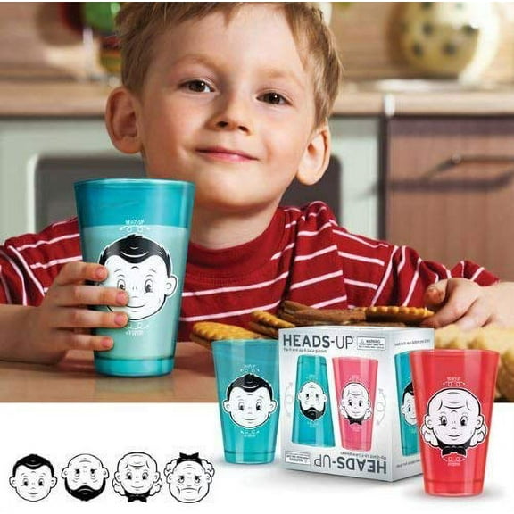 Heads Up Set of 2 Juice Glasses Kid Friendly and Fun