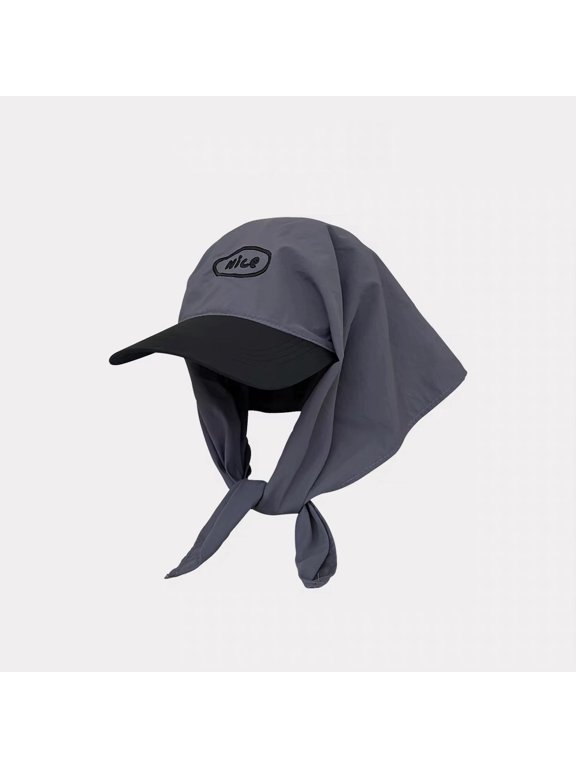 Headscarf hat for men and women, color-blocked, with straps, duckbill cap, summer sun protection, versatile, letter embroidery, head wrap hat, fashionable and versatile for outdoor trips