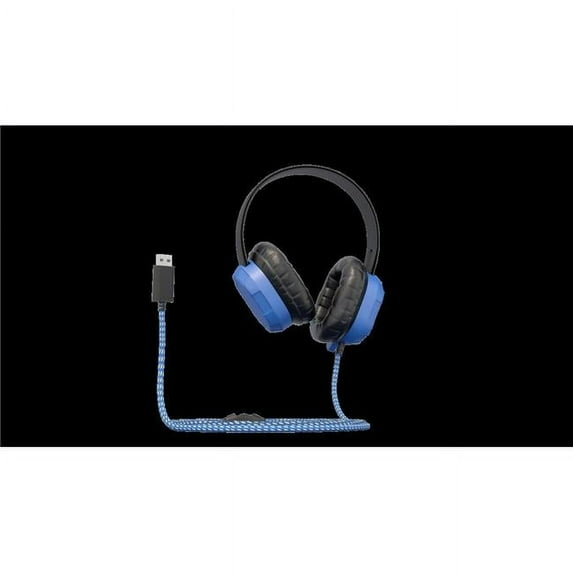 MAXCases Extreme Headset w/braided cable, inline volume control and built-in microphone w/USB-A connector (Blue)