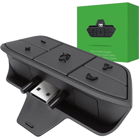 Headset Adapter for Xbox One/Series X/S/Elite Controllers, Stereo Gaming Headphone Adapter with 3.5mm Jack Support, Volume & Chat Mixer Control, Mic Mute Function