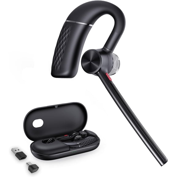 Headset BH71 ,Teams Zoom ,Single Ear Headset with Case, Earpiece with Noise Canceling Mic,Type-C/A Dongle,Connect Mobile//PC,