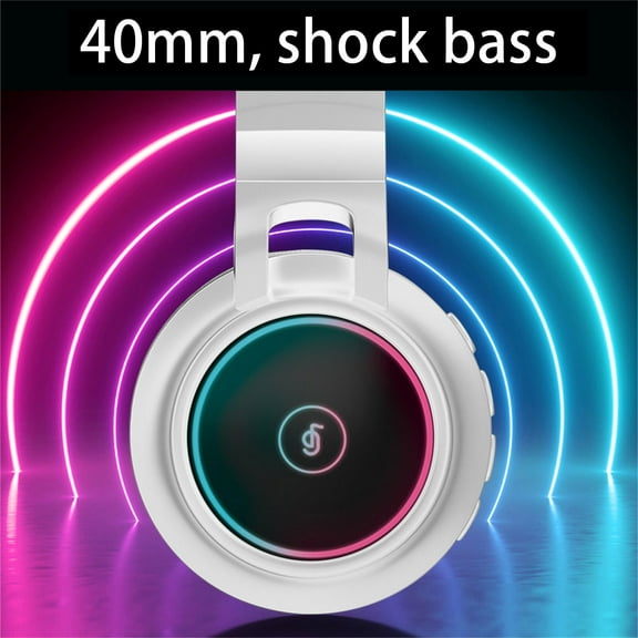 Headset with Bluetooth – Foldable Headphones Wireless Bluetooth 5.0 Headset Bluetooth/FM/TF Card Play And Aux-in Function Colorful LED Aperture Built In Microphone