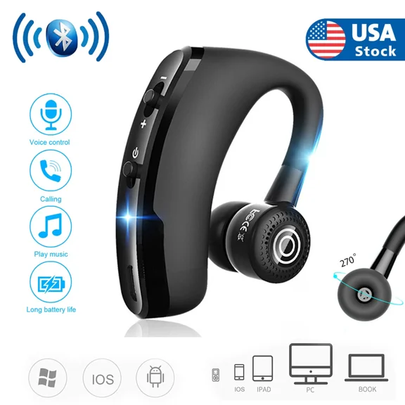 Headset Bluetooth Wireless Headphones Driving Trucker Earpiece Noise Cancelling