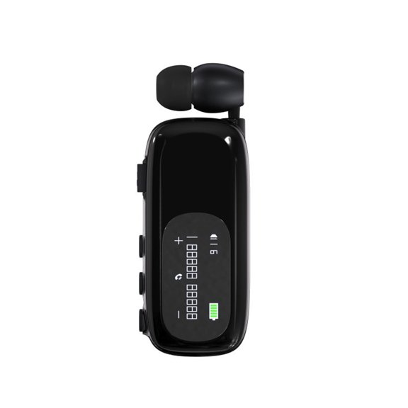 Headset For Driving With Vibration Alert And Retractable Earpiece Featuring LCD Battery Screen For Hands-Free Business Calls,Gloss Black