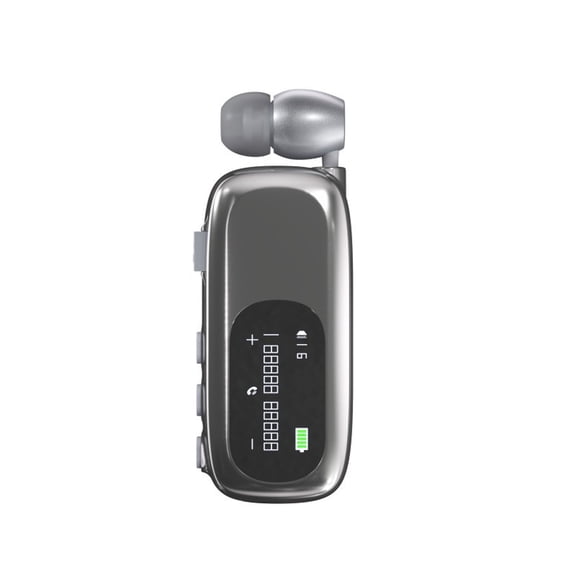 Headset For Driving With Vibration Alert And Retractable Earpiece Featuring LCD Battery Screen For Hands-Free Business Calls,Gray