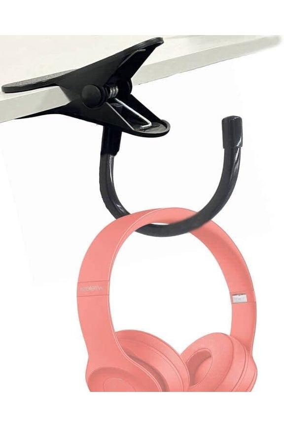 Headset Headphone Hook Holder Hanger Mount Headphone Hook Desk, Headphones Stand with Adjustable Hook, Clamp-On Style - Fit Thick Desk (50MM) - Verticle and Horizontal Mount