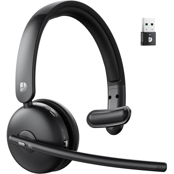 Headset with Mic for Work,  Headset with Mic, AI Noise Cancelling, 65H  & Mute Function, Single-Ear  Headset &  Dongle, Fit for PC/Laptop/Teams/Call Center