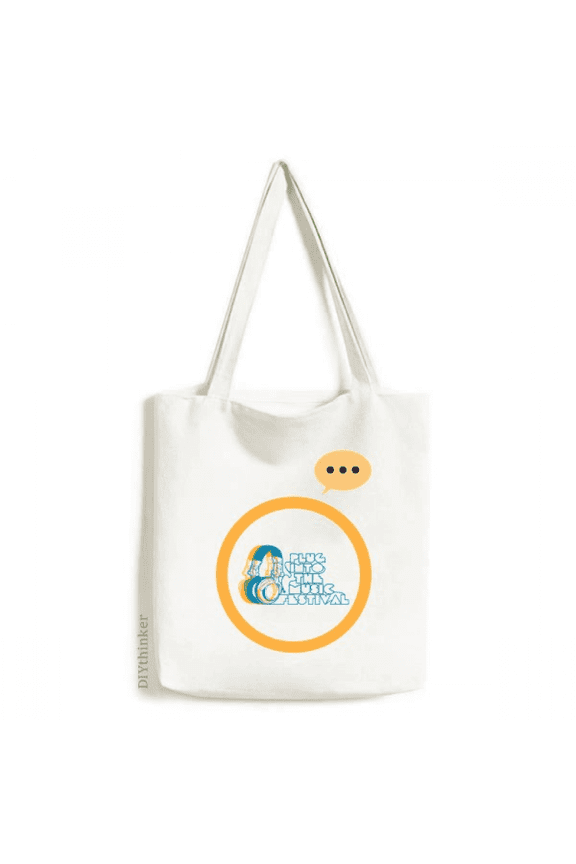 Headset Orange Music Pattern Expression Sack Canvas Tote Shoulder Bag