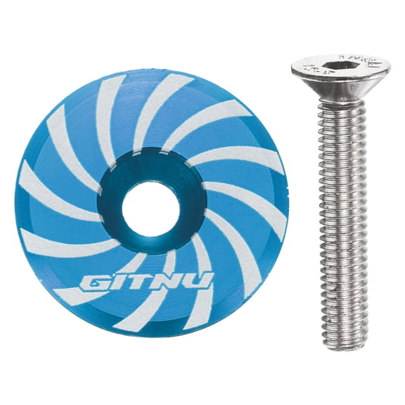 Headset Top Cap 1-1/4 Aluminum Alloy Cycling Stem Top Cap Cover with Bolt for MTB Road Mountain Bike, Blue