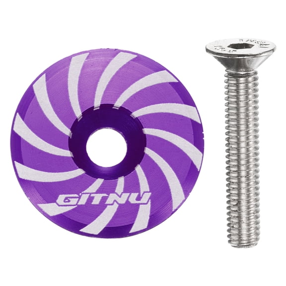Headset Top Cap 1-1/4 Aluminum Alloy Cycling Stem Top Cap Cover with Bolt for MTB Road Mountain Bike, Purple